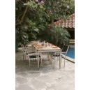 Set Tavolo Dandy acciaio e teak + 6 sedie acciaio teck